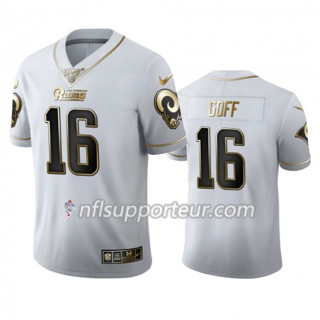 Maillot Homme Los Angeles Rams Jared Goff 16 Nike Blanc Golden Edition 100th